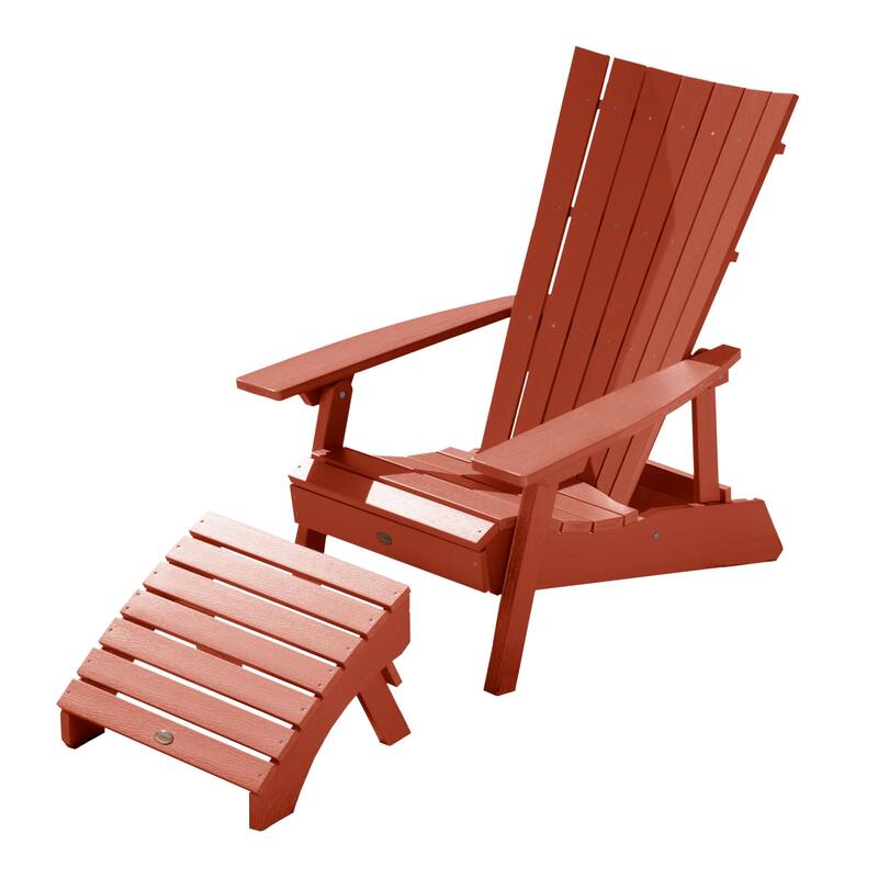 HIGHWOOD Modern Outdoor Chair and Ottoman Set - Rustic Red