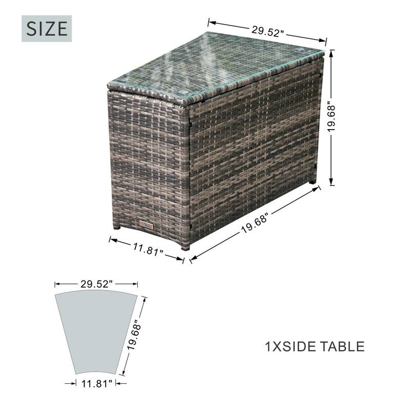 9-piece Outdoor Rattan Conversation Set Sectional Sofa Set with Aluminum Fire Pit Table