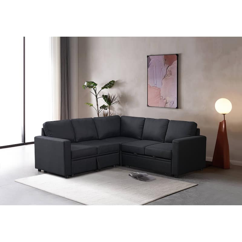 3 - Piece Upholstered Corner Sectional - Black