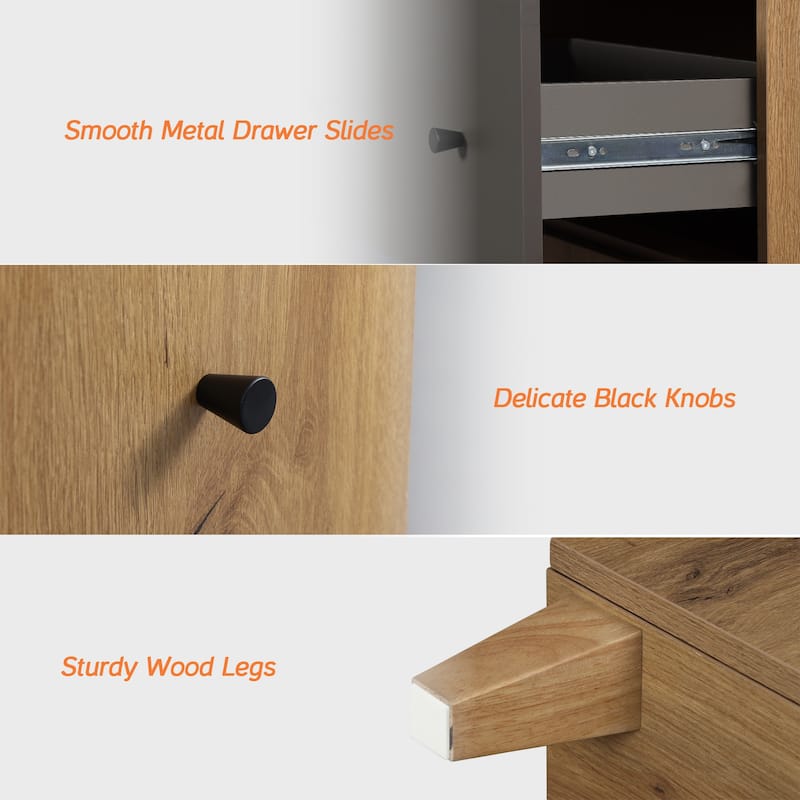 Large Nightstand with Drawer and Cabinet for Bedroom