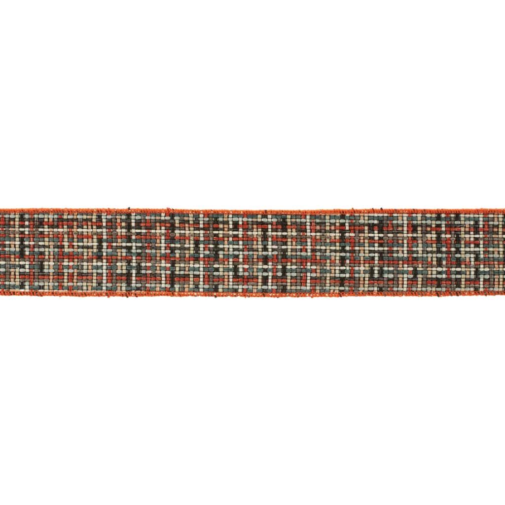 Checkered Woven Wired Ribbon (Set of 2) - N/A