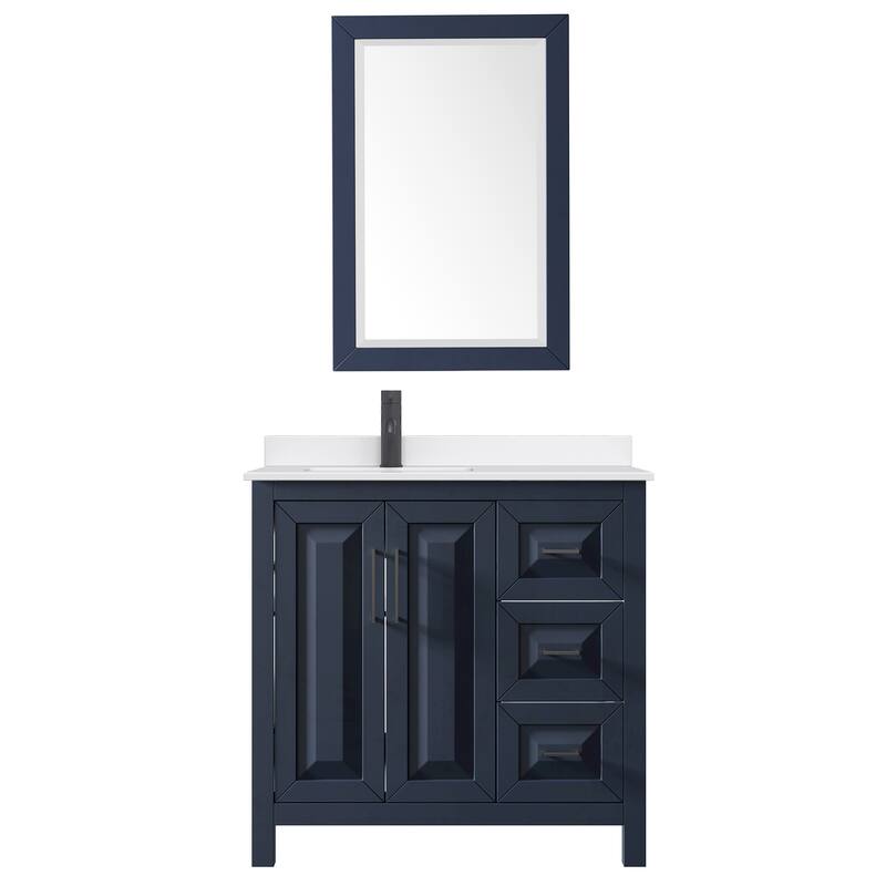 Daria 36-inch Single Vanity, Single Hole Quartz Top, 24-inch Mirror