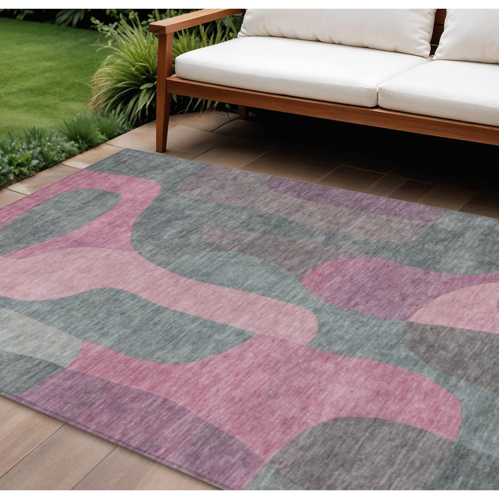 HomeRoots Abstract Transitional Rectangle Outdoor Rug