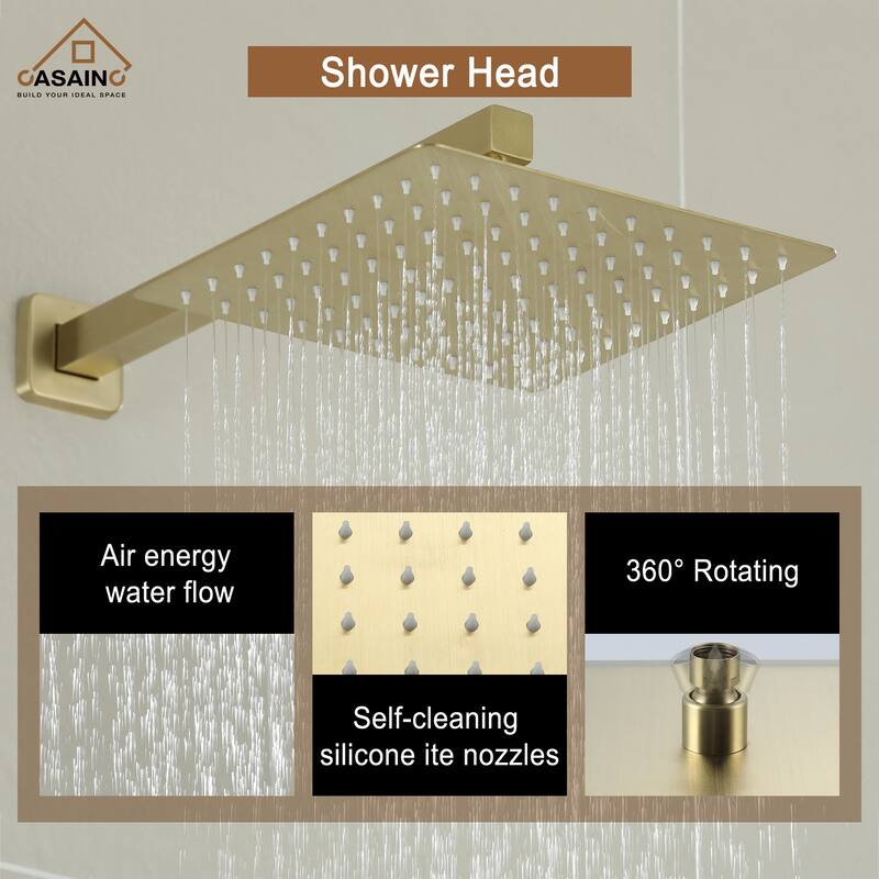 CASAINC 2-Function 10-In Wall Mounted Shower System with Handheld Shower