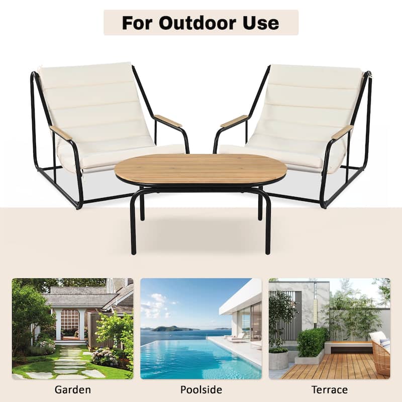 Outdoor Chaise Lounge Chairs Set of 3