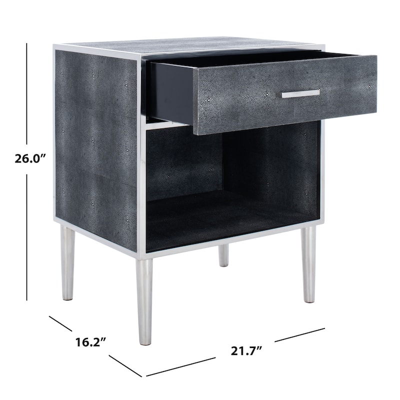 SAFAVIEH Couture Pietsje 1-Drawer Faux Shagreen Nightstand