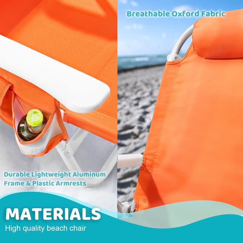 BOSSIN Backpack Beach Chairs for Adults,Adjustable high Beach Lounge Chairs with Towel Rack for Outdoor,Travel