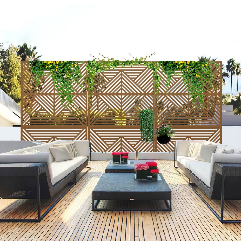 Metal Privacy Screen Wall Decoration Free Standing-6.3 ft. H X 4 ft. W