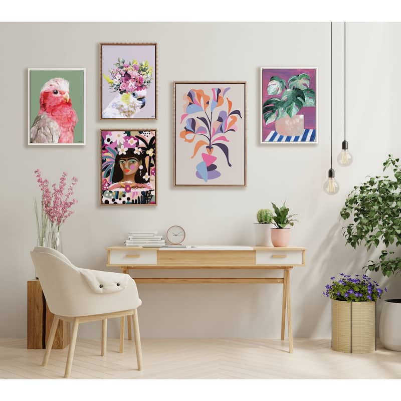 Kate and Laurel Sylvie Beaded Reba Framed Canvas by Inkheart Designs