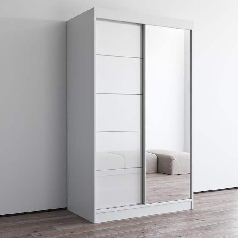 Aria High Gloss 2-door Modern Wardrobe with Mirror