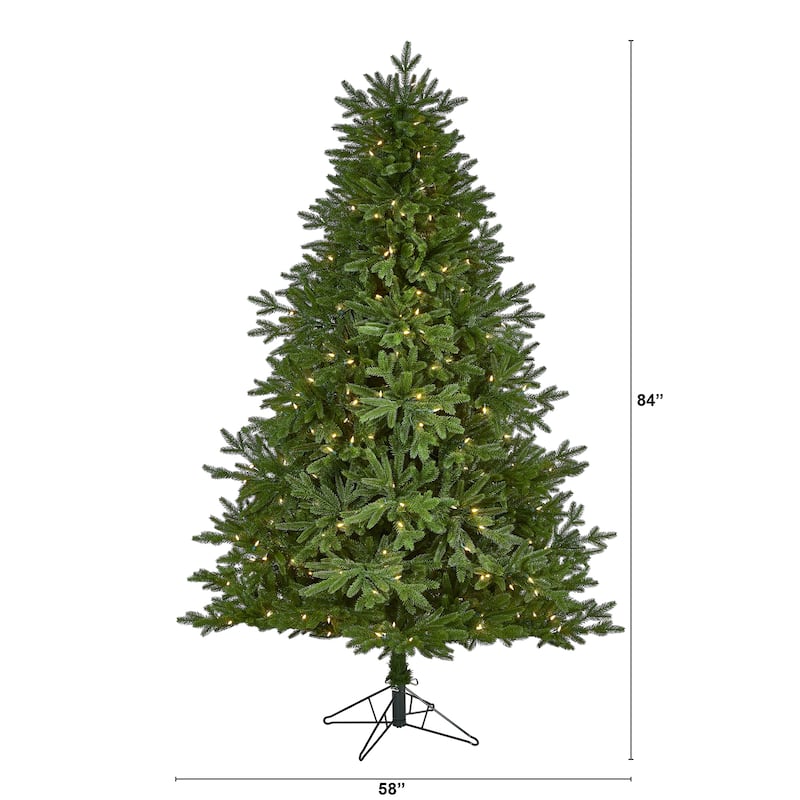 7ft. Fir Real Touch Artificial Christmas Tree with 400 Warm White Multifunction LED Lights - Realistic Holiday X-Mas Tree