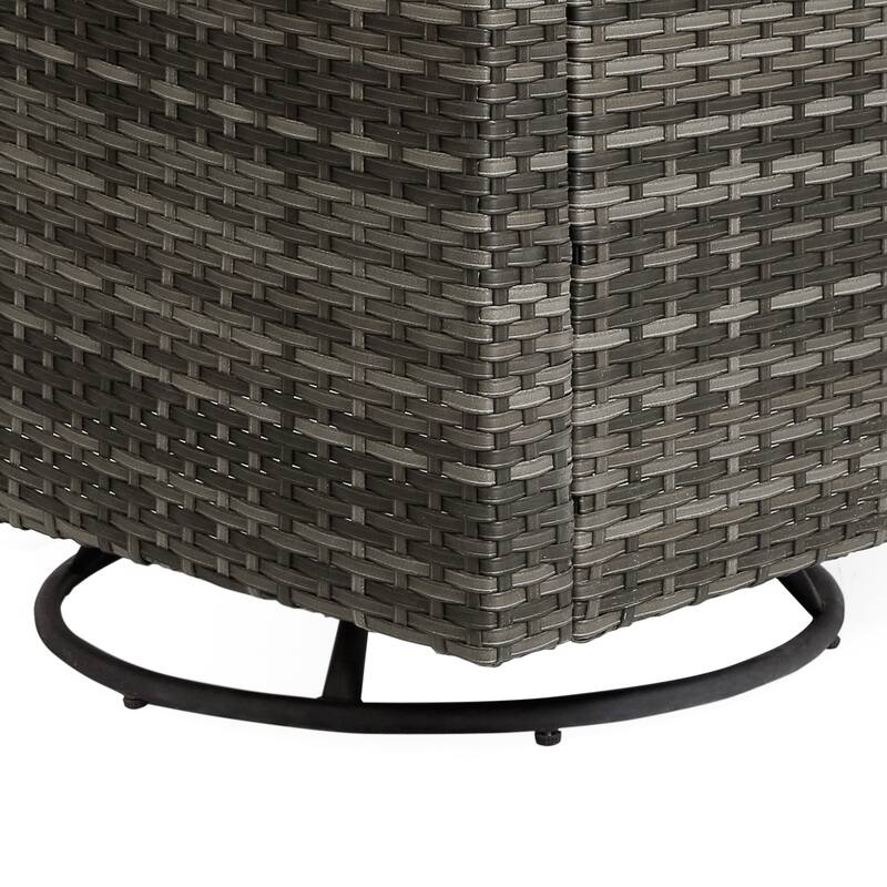 Outdoor Rattan Conversation Swivel Chair Set of 3 with Table