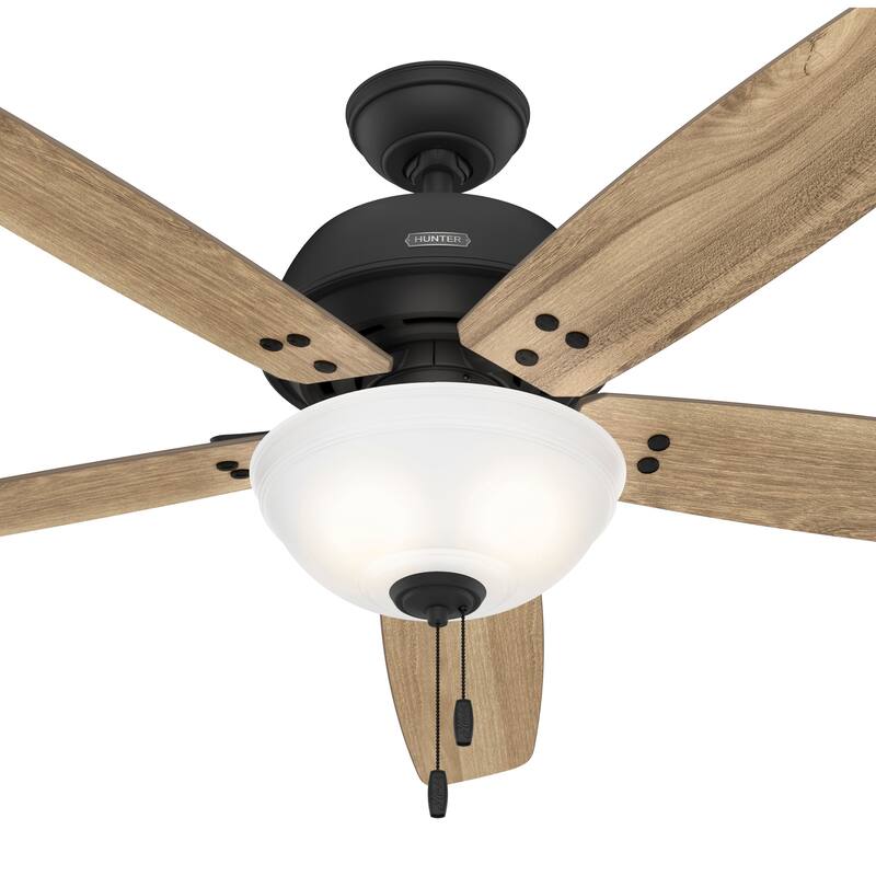Hunter 60" Reveille Ceiling Fan with LED Light Kit and Pull Chain, Rustic, Transitional