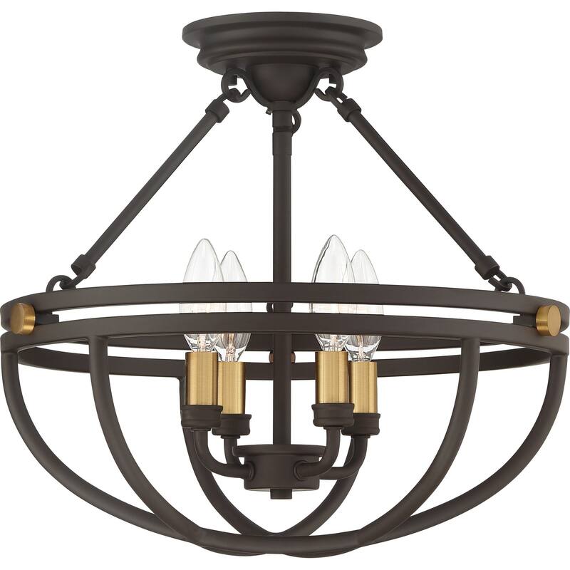 James Allan Wilson 4 Light 16" Wide Semi-Flush Bowl Ceiling Fixture - Western Bronze