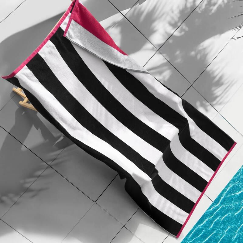 Juicy Couture Beach Towels - 36x72 - Black/White to Hot Pink/White