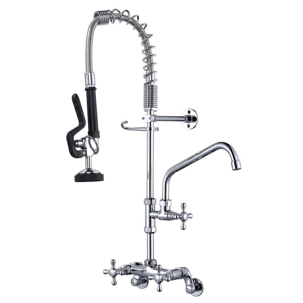 WOWOW Triple Handle Commercial Pull Down Sprayer Kitchen Faucet