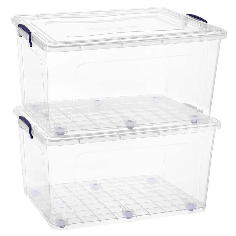 Superio Clear Stackable Wheeled Storage Containers with Lid (2 Pack