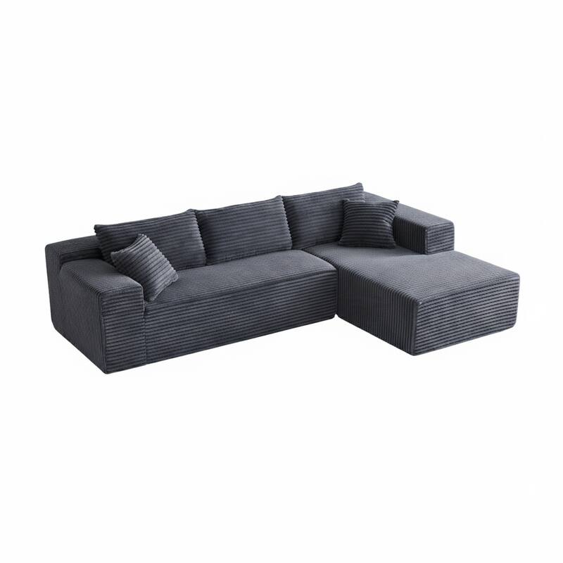103.54" Flannel L-Shaped High-Density Modern Modular Sectional Sofa with Chaise & Pillows