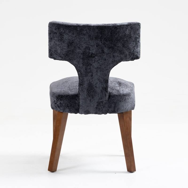 Linen Upholstered Dining Chairs Set of 2, Ergonomic Armless Side Chairs, Kitchen Chairs with Curved Back & Hardwood Frame