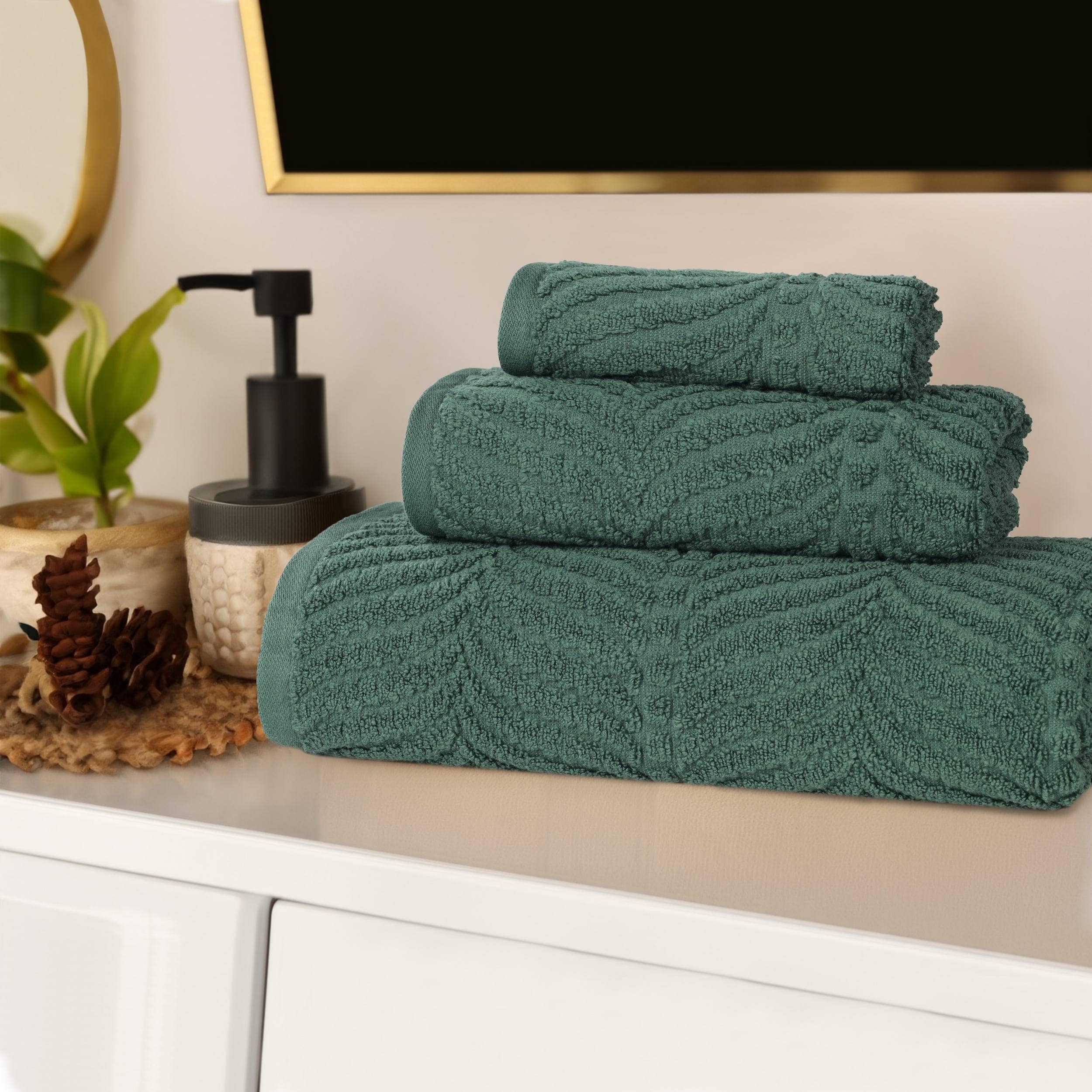 Superior Chevron Zero Twist Jacquard Cotton 3 Piece Bathroom Towel Set