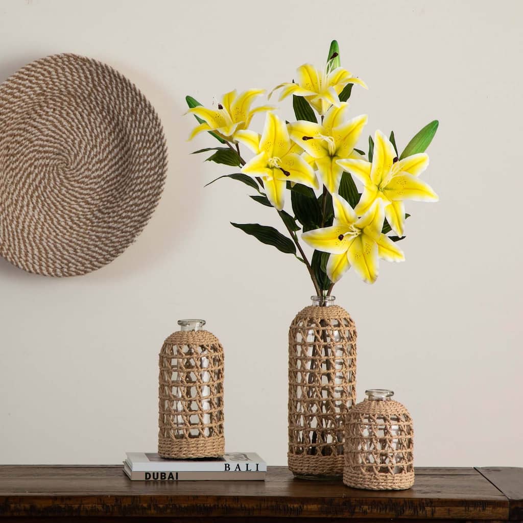 Lily Artificial Floral Stem Sprays - 31" - Set of 3 - Yellow