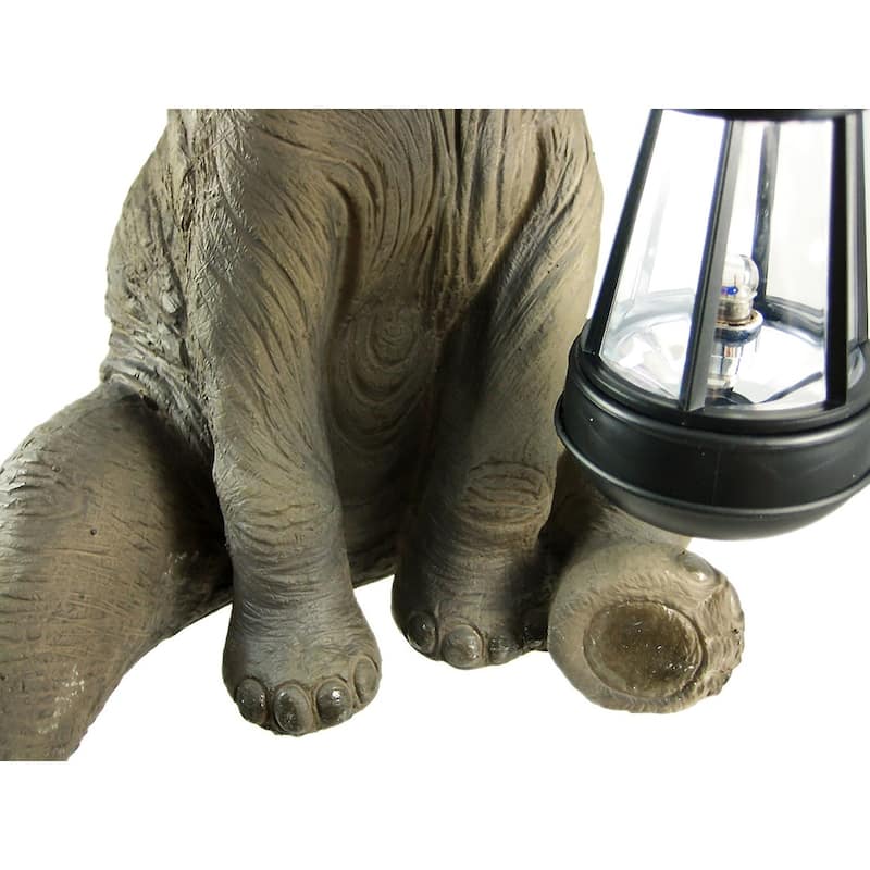 Cute African Elephant Porch / Garden Statue With Lantern - 13.5 X 14.5 X 10 inches
