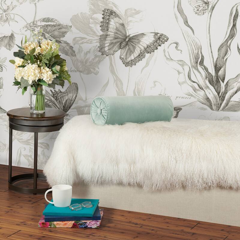 Edie At Home Luxe Velvet Neckroll Decorative Throw Pillow 7x18