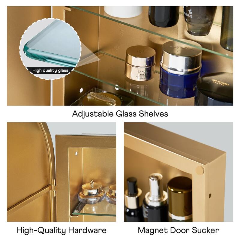 Set of 2 Recessed Metal Framed Medicine Cabinet