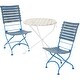 preview thumbnail 2 of 5, Cafe Couleur 3pc Shabby Chic Wood Folding Table and Chair Set - Blue