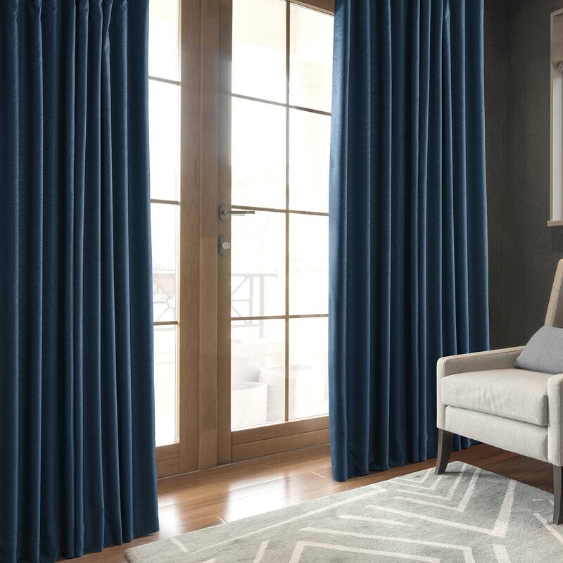 Exclusive Fabrics Faux Linen 100% Blackout Curtains Heat and Light Blocking - (1 Panel)