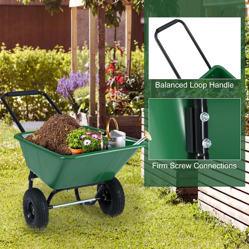 Gymax Dual-Wheel Wheelbarrow w/ Pneumatic Tires 330 LBS Load Capacity