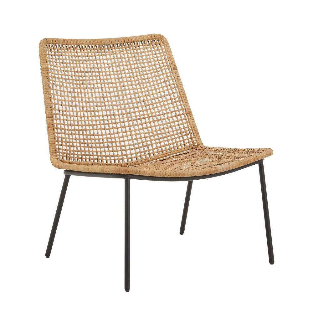 Giethoorn 27.16" Wide Natural Curved Rattan Chair with Black Metal Frame by iNSPIRE Q Modern