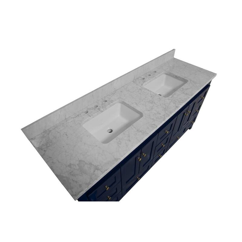 KitchenBathCollection Abbey 72" Double Bathroom Vanity with Carrara Marble Top