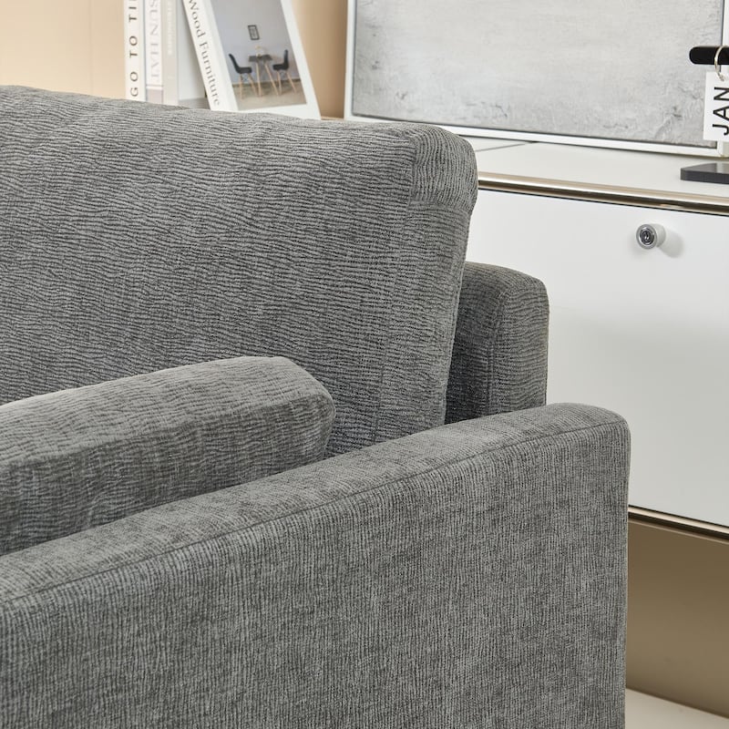 58.66"Small Modern Loveseat Sofa,Mid Century Chenille Fabric 2-Seat Couch Love Seat with Back Cushions