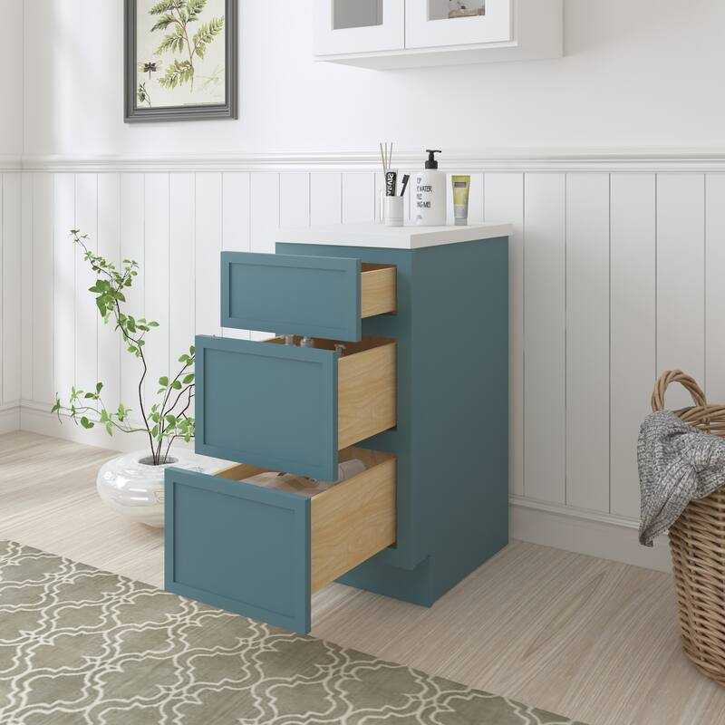 Vanity Art 15" Freestanding Single Base 3 Drawers Storage Cabinet