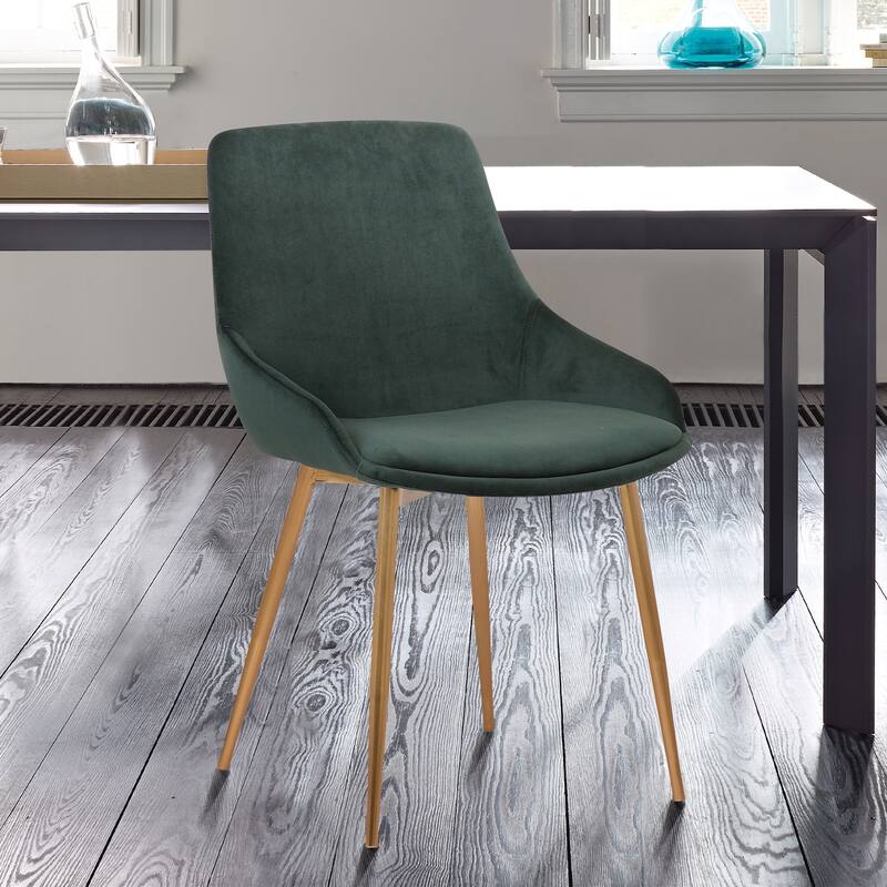 Modern Velvet Upholstered Dining Chair Accent Chair with Metal Legs