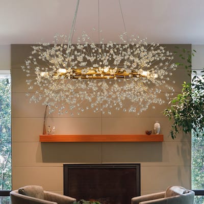 8-lights Stainless Steel Firework Crystal Chandelier In Antique Bronze For Living Room And Dining Room
