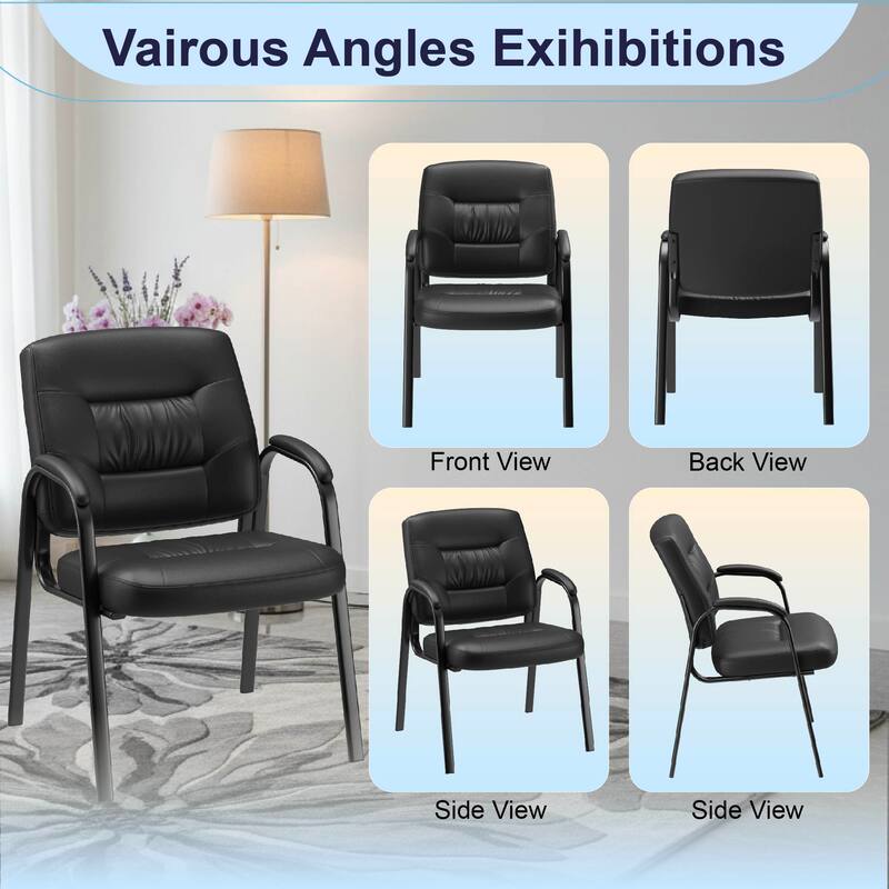 Ergonomic Visitor Chair PU Leather Armrest Steel Frame with Sponge Cushion