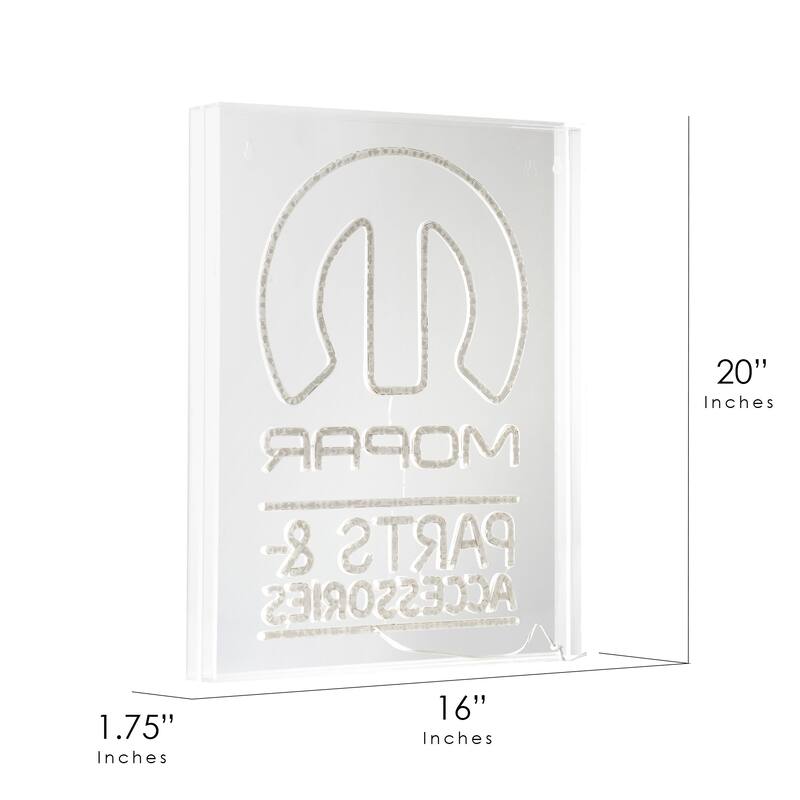 Licensed Mopar Parts & Accessories Acrylic LED Wall Decor Sign - 16" x 20" - 16" x 20"