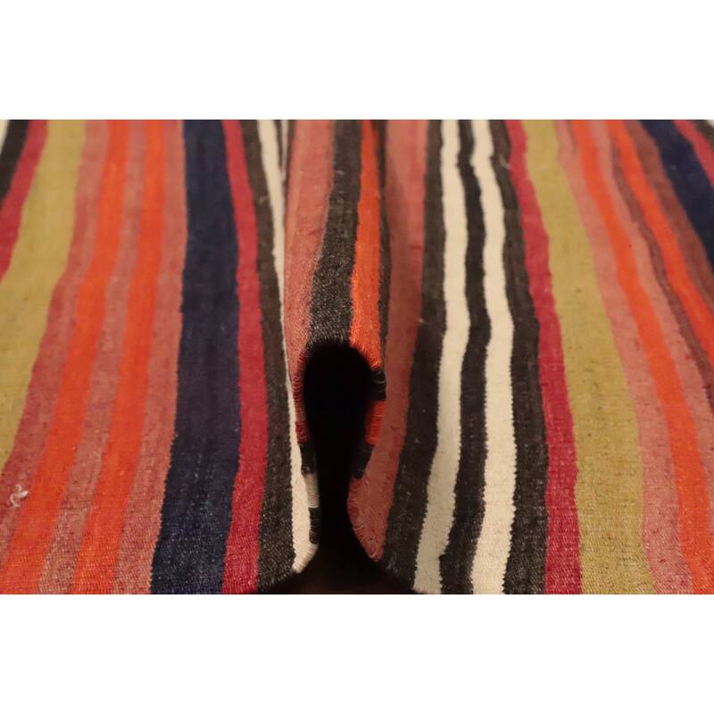 Hand Woven Oriental 100% Wool Carpet Southwestern Geometric Oranges & Rust Kilim Area Rug - 10' 9'' X 5' 0''