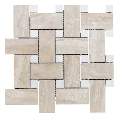 The Tile Life Stately Basketweave 13x13 Travertine Porcelain Floor and Wall Tile