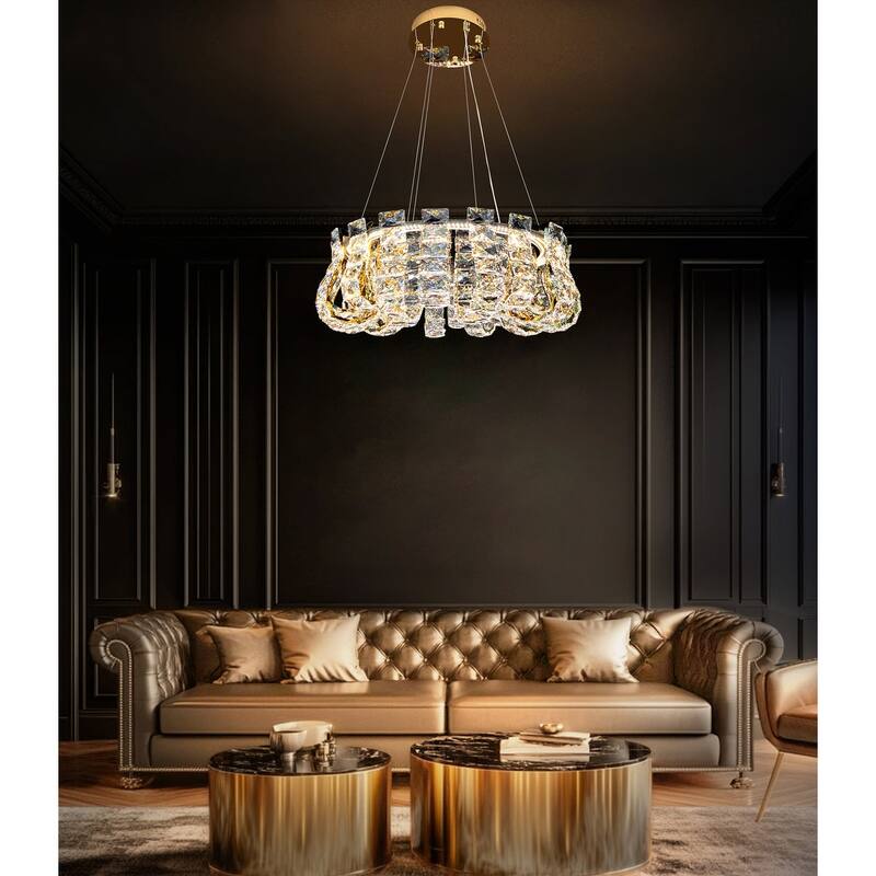 Luxury Crystal 30" LED Chandelier Modern Round