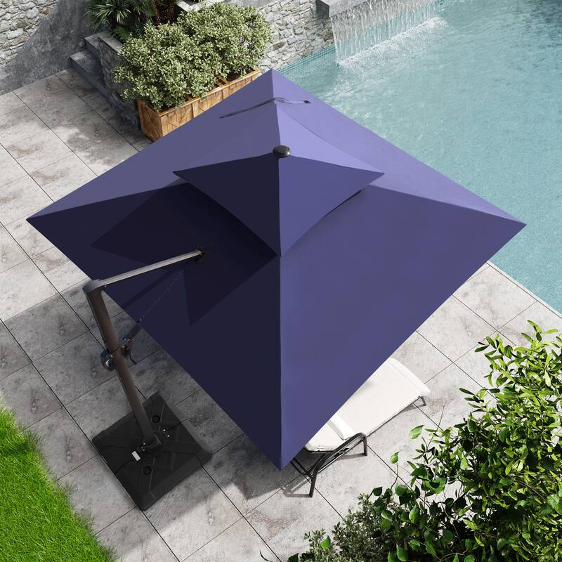 Outdoor 10FT Square Offset Cantilever Patio Umbrella 360-Degree Rotation
