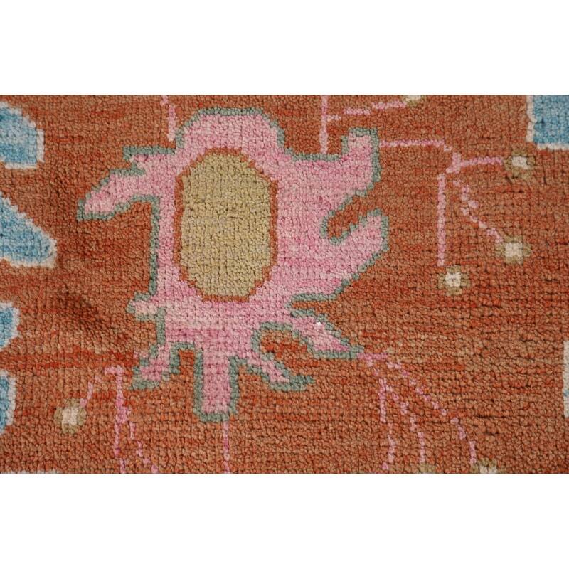 Palace Size Blue Floral Oushak Oriental Area Rug Handmade Wool Carpet - 11'9"x 14'8"