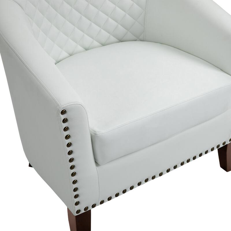 Faux Leather Barrel Accent Chair