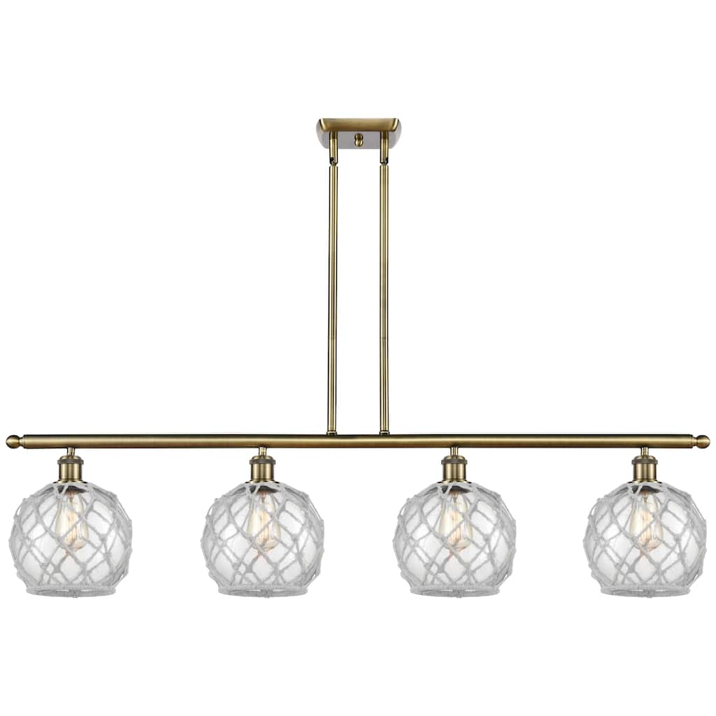 Innovations Lighting Endless Possibilities Ballston - Farmhouse Rope - 4 Light 48" Stem Hung Island Light with 8" Shades