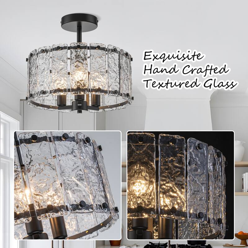 Starsky 4-light 14'' Glass Caged Ceiling Light Round/Square/Rectangle Semi Flush Mount