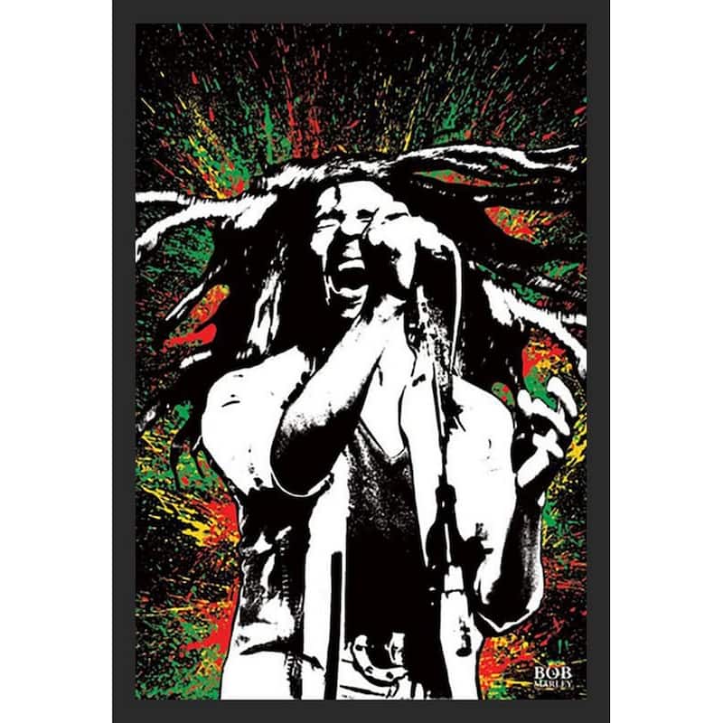 Bob Marley Paint Splash Colorful Framed Poster - 24 x 36 Inch