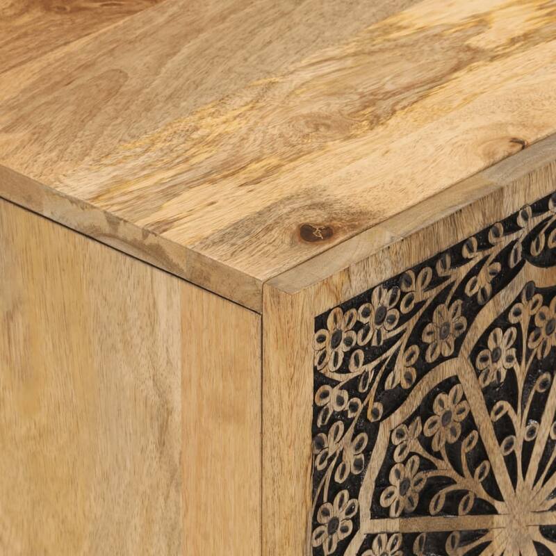 vidaXL TV Cabinet Brown Solid mango wood, iron TV Stand Rectangular - 12.2 x 31.5 x 18.1 in.