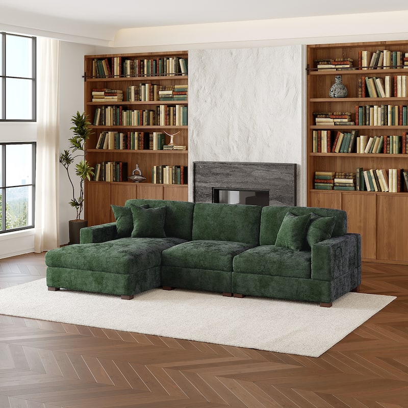 Modern Oversized Chenille Modular Sectional Sofa With Chaise